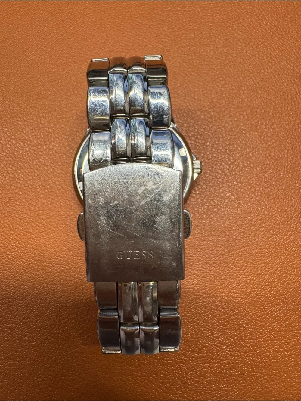 GUESS G75511M Silver Crystal Bezel Watch Date Stainless Steel Needs Battery